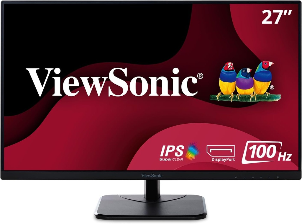 ViewSonic 27 Inch IPS 1080p Monitor with Ultra-Thin Bezels, HDMI, DisplayPort and VGA Inputs for Home and Office,Black