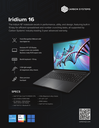 CS Iridium 16" Notebook - 3 yr Warranty - Intel i5 Processor - (0.5, 1, 2, 4, 8) TB SSD - (16, 32, 64) GB RAM - 16:10 WUXGA Display - Your choice of OS 